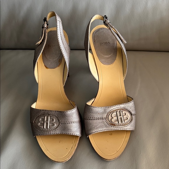 Hugo Boss Metallic Bronze Slingback Heels sz 7.5 - Picture 2 of 8